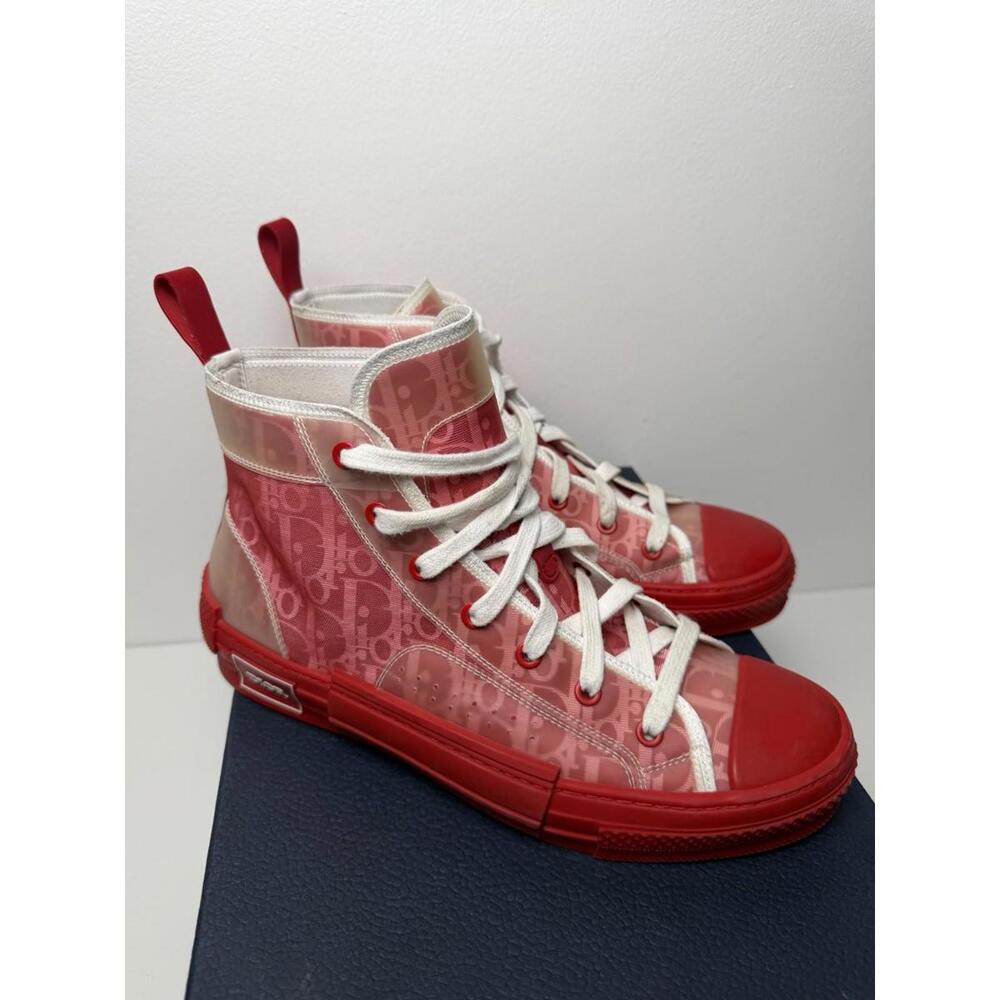 Dior B23 High Top Sneakers Red Dior Oblique Men’s EU 41